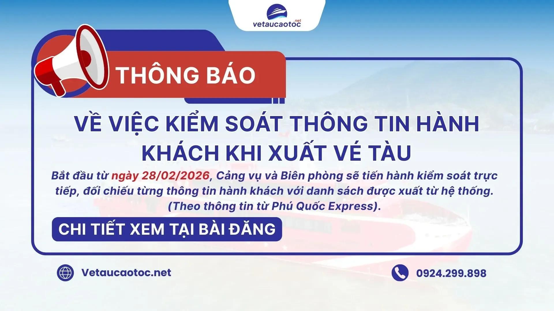 Thông báo: Về việc kiểm soát thông tin hành khách khi xuất vé tàu