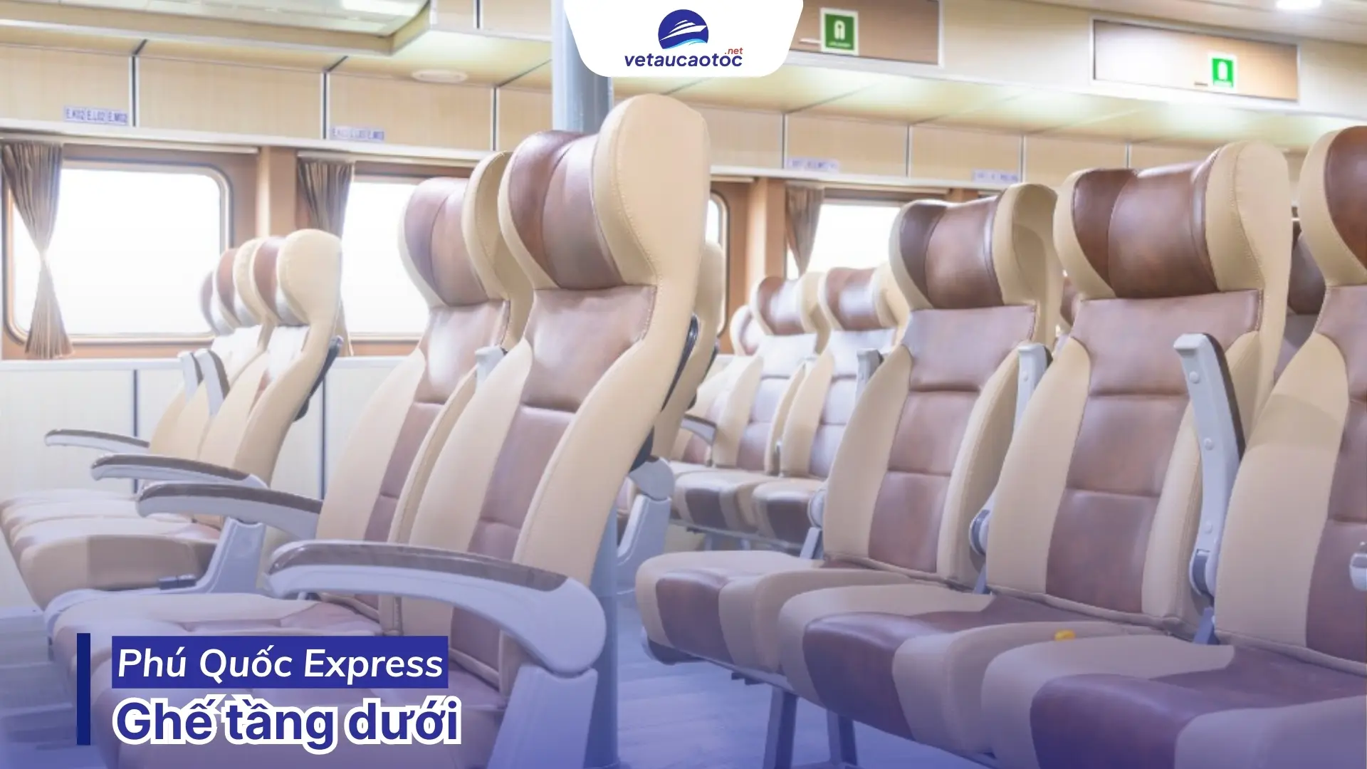 Ghế tầng dưới tàu Phú Quốc Express đi Côn Đảo