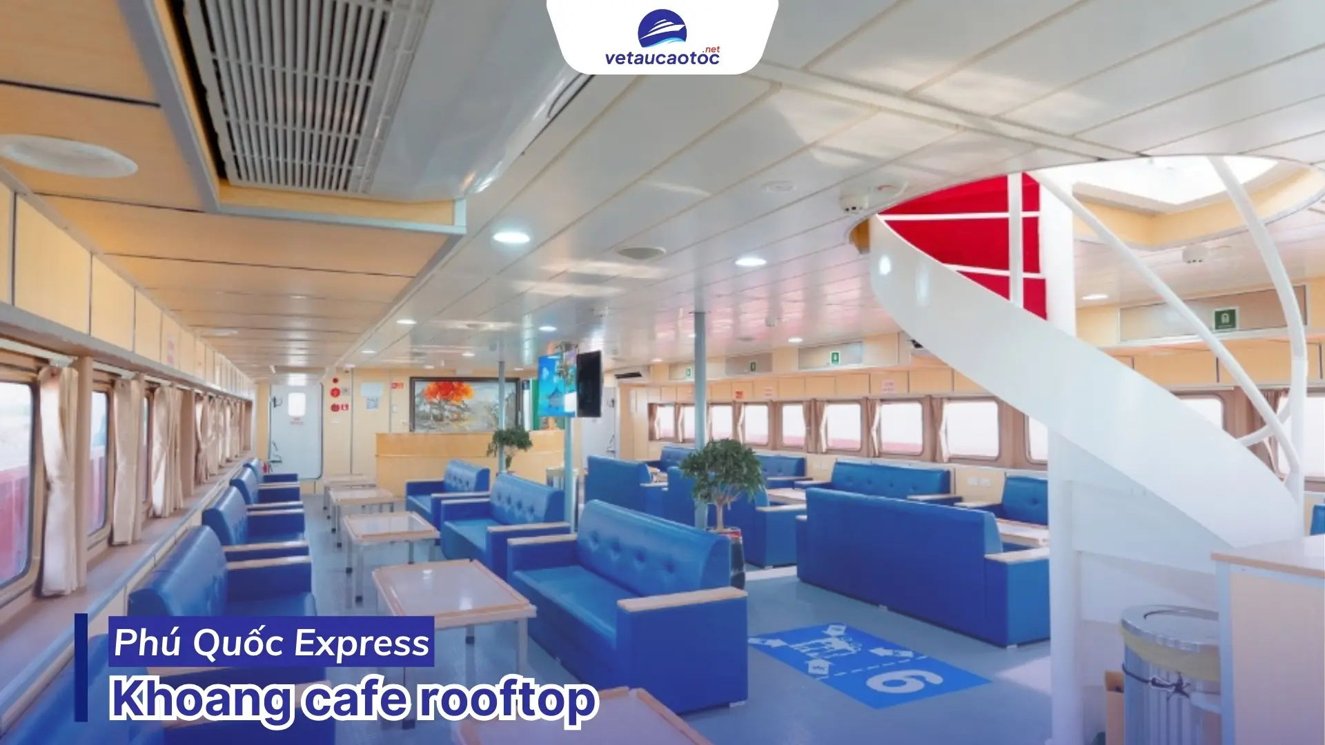 Khoang cafe rooftop tàu Thăng Long Vũng Tàu Côn Đảo