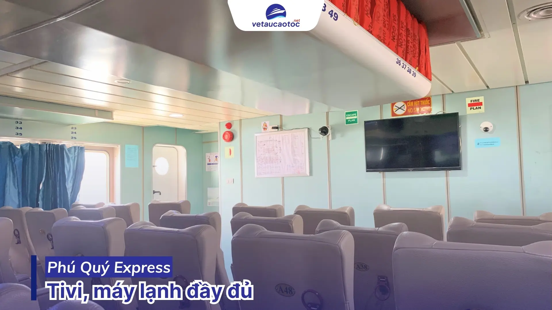 Tivi máy lạnh đầy đủ trên tàu Phú Quý Express